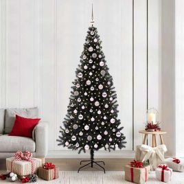 CINDOR Christmas Tree with 300 LEDs with Stand Black 210 cm PVC