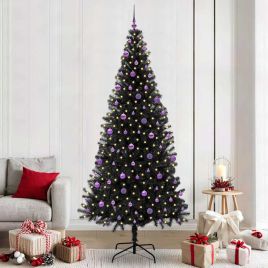 LUZVIA Christmas Tree with 300 LEDs with Stand Black 240 cm PVC