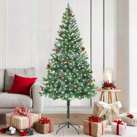 CHERLI Artificial Christmas Tree with Stand Green 180 cm PVC and Steel