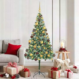CHERLI Artificial Christmas Tree with Stand Green 180 cm PVC and Steel