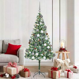 CHERLI Artificial Christmas Tree with Stand Green 180 cm PVC and Steel