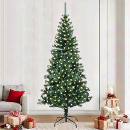 CHERLI Artificial Pre-lit Christmas Tree Green 240 cm PVC and Metal