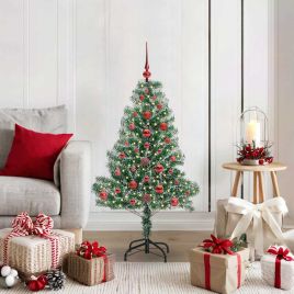 CHERLI Artificial Christmas Tree Snow Flocked with LED Light 120 cm