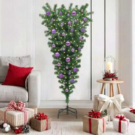 CINDEL Upside-down Artificial Pre-lit Christmas Tree with Ball Set