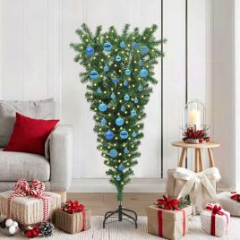 CINDEL Upside-down Artificial Pre-lit Christmas Tree with Ball Set