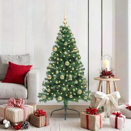 EMBERI Artificial Pre-lit Christmas Tree Green 150 cm PVC