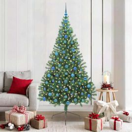 EMBERI Artificial Pre-lit Christmas Tree Green 210 cm PVC