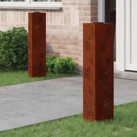 NIEBRO Solar LED Pathway Light 2 pcs Corten Corten Steel