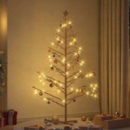 GLINTER Wooden Christmas Tree with Stand Brown 180 cm Solid pine wood