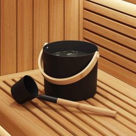 WOHAL Sauna Accessory Set 2 pcs and Wooden Aluminium - Black
