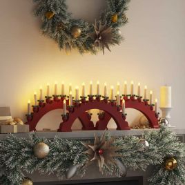 HAFTER Christmas Candle Arch with 10 LED Candles 3 pcs Red