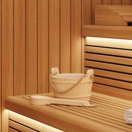 WIHOLT Sauna Bucket 2 pcs Solid Pine and Hemp Wood - Brown