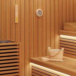 WIHOLT Sauna Accessory Set 4 pcs Solid Pine and Hemp Wood - Brown