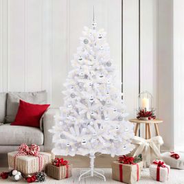 FROSTEL Artificial Hinged Christmas Tree White 180 cm PVC and Steel