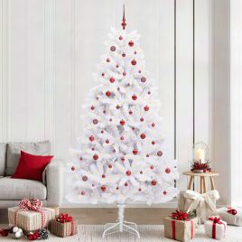 CUDWIN Artificial Hinged Christmas Tree White 240 cm PVC and Steel