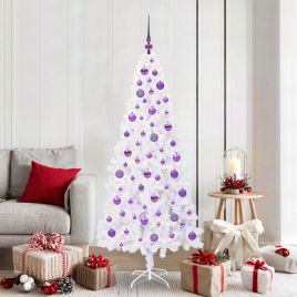 CUDWIN Artificial Christmas Tree with Stand White 180 cm PVC and Steel
