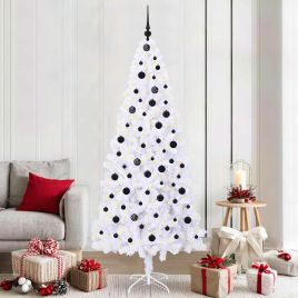 CUDWIN Artificial Christmas Tree with Stand White 210 cm PVC and Steel