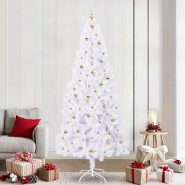 CUDWIN Artificial Christmas Tree with Stand White 240 cm PVC and Steel