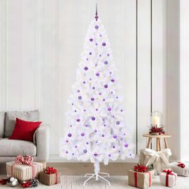 CUDWIN Artificial Christmas Tree with Stand White 240 cm PVC and Steel