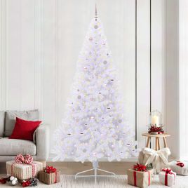 FLURRA Artificial Christmas Tree with Stand White 240 cm PVC and Steel