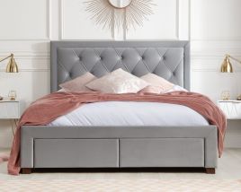 Birlea Woodbury Grey Fabric 4-Drawer Storage Bed Frame - Super Kingsize 6ft