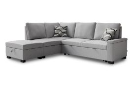 THORNWICK Fabric 4 Seater L Shaped Corner Sofabed - Grey, Left Hand Facing