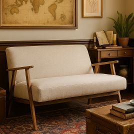 ASHCROFT Fabric 2 Seater Sofa - Natural