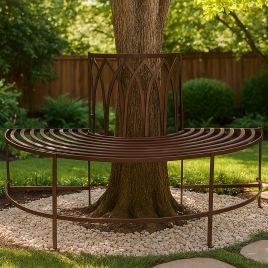 BRAMHALL Metal Tree Garden Bench - Brown