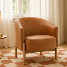 CHILTERN Leather Armchair Vintage Brown