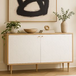 ELMHURST 2 Door Sideboard Oak and White