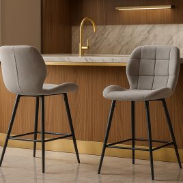 ELMWOOD Bar Stool Light Grey - Set of 2