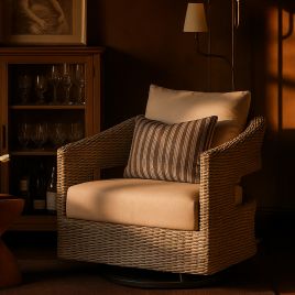 EVERSHAM Rattan Garden Swivel Chair - Beige