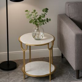 FAIRFORD Side Table White Marble