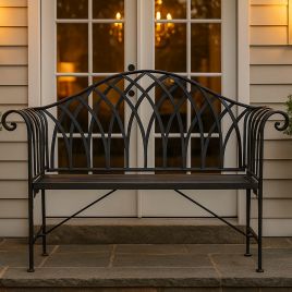HAZELGROVE Metal Garden Bench - Black