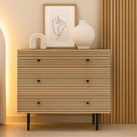 LARKSPUR Black Chest of Drawers - Medium-sized, 3 Drawers