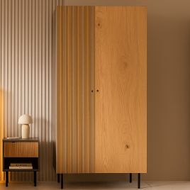 Wardrobe - LARKSPUR 2 Door Wardrobe Light Wood 85cm