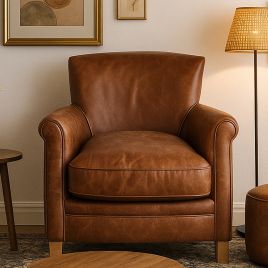 MAPLEWOOD Leather Armchair - Brown