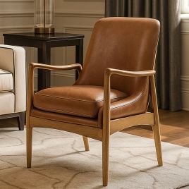OAKMINSTER Leather Armchair Brown