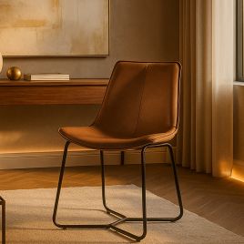 RAVENSBOURNE PU Leather Dining Chair Brown - Set of 2