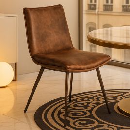 ROSEHAVEN Faux Leather Dining Chair Brown - Set of 2