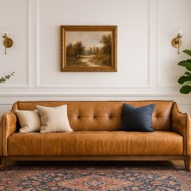 SOMERFIELD Leather 3 Seater Sofa - Brown