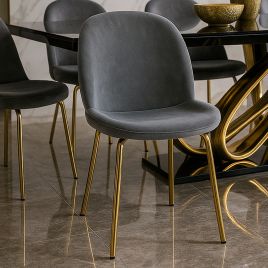 THORNWOOD Dining Chair Light Grey Velvet - Set of 2