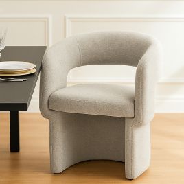 WALTHAM Dining Chair Grey Boucle