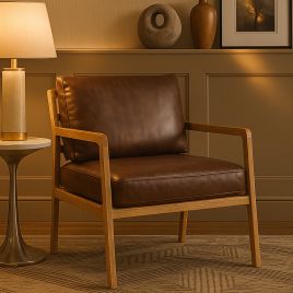 WESTVALE Leather Armchair - Brown