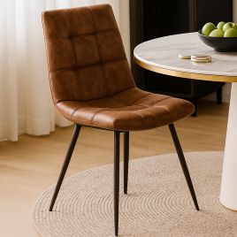 WHITBOURNE Faux Leather Dining Chair Brown - Set of 2