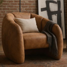 WHITWORTH Leather Tub Chair - Brown