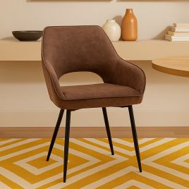 ZEALS PU Leather Dining Chair Brown - Set of 2