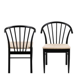 Dining Chair - CASSANDRA Set of 2 Dining Chair with Armrest Black 54cm