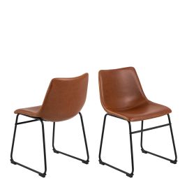 I_Oregon Dining Chair In Brown with Cream Stitching Set of 2