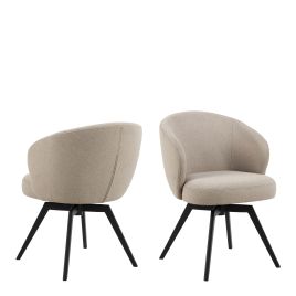 Dining Chair - DARLENE Dining Chair with Armrest and Swivel Function Beige 58.5cm